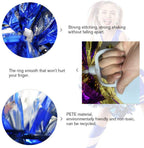 Puzine 2Pack 12 Cheerleading Metallic Foil & Plastic Ring Pom Poms Cheerleading Poms (80G) (Blue With Gold)