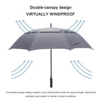 G4Free 62 Inch Automatic Open Golf Umbrella Extra Large Oversize Double Canopy Vented Windproof Waterproof Stick Umbrellas(Grey)