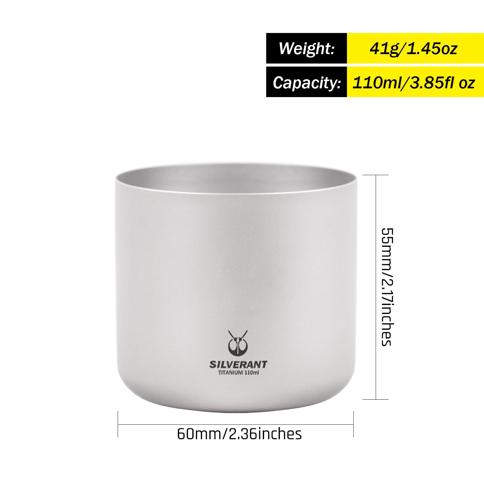 Silverant Camping Mug Titanium Double Wall Coffee Tea Cup (110Ml Double-Wall Cup)
