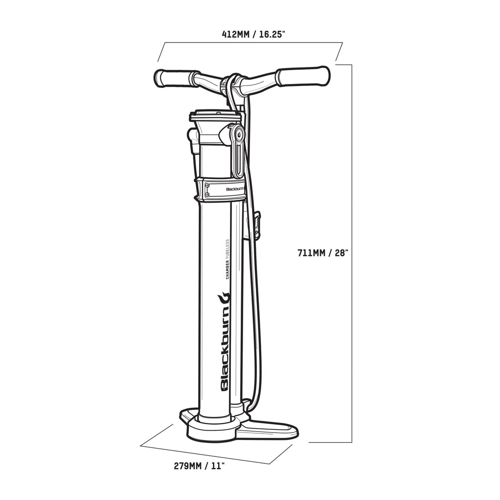 Blackburn Chamber Bike Floor Pump (Tubeless, Grey/Silver)