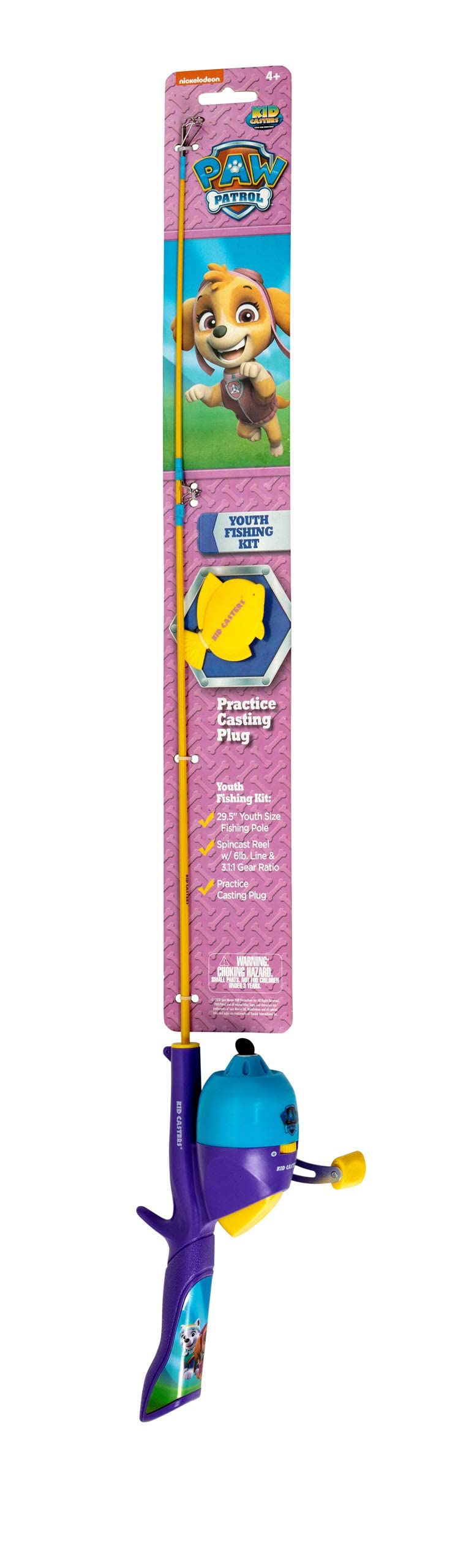 Paw Patrol Girls Fishing Kit, 29.5 Medium Action Rod, 3.1:1 Gear Ratio, Practice Casting Plug
