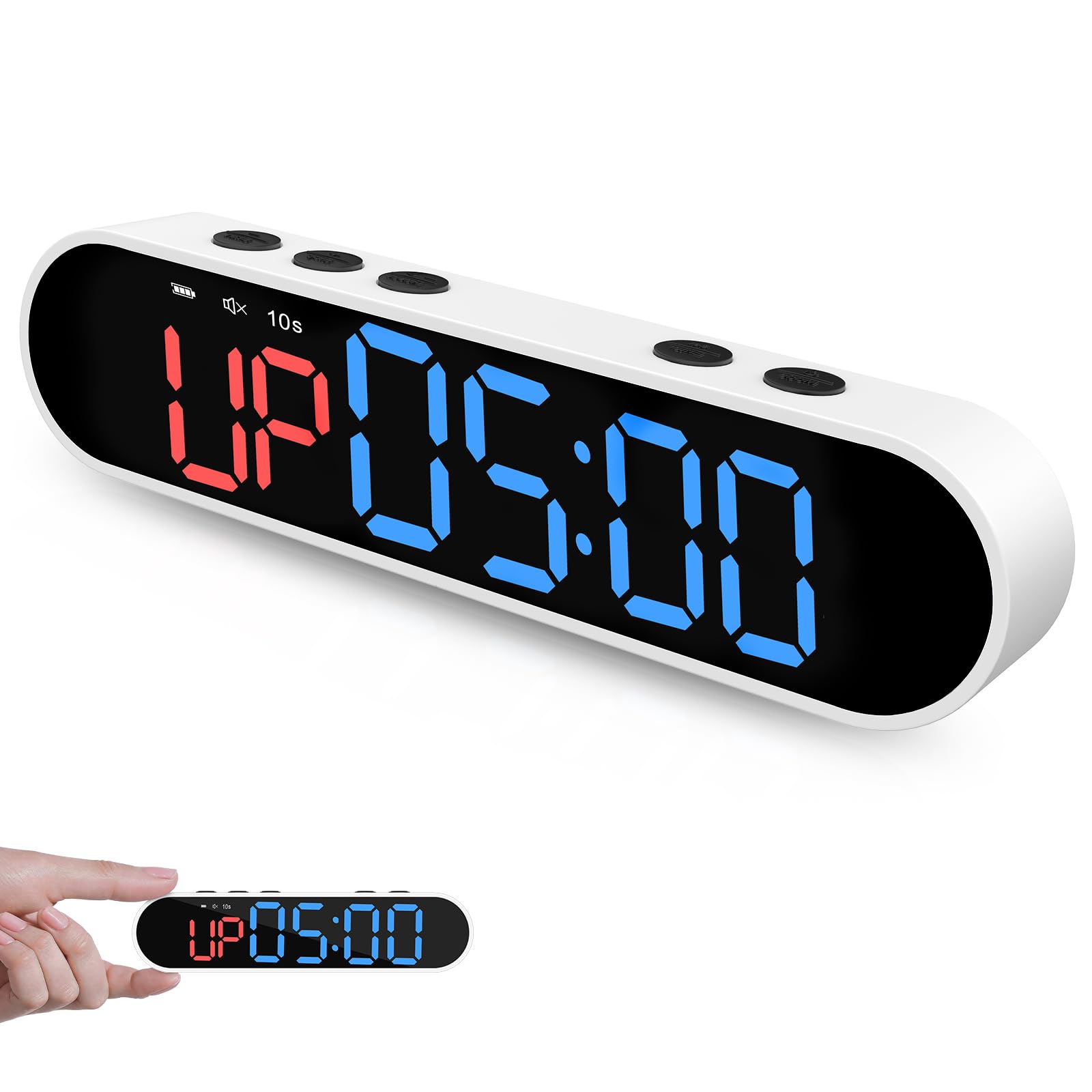 Dienmern Portable Gym Timer Clock With Strong Magnet - Workout Interval Timer With Countdown/Up/Stopwatch, 50Hours Powerful Batt