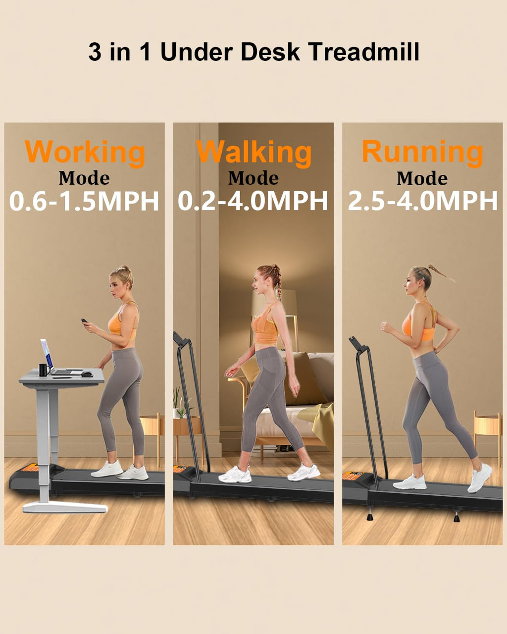 Walking Pad Treadmill With Handle Bar, 2.5 Hp Small Treadmills For Home With App Remote Control And Led Display, 4.0 Speed Porta