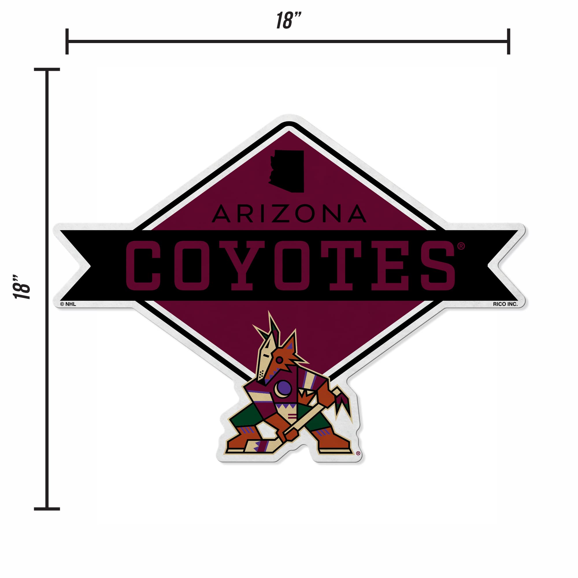 Rico Industries Nhl Hockey Arizona Coyotes Diamond Shape Cut Pennant - Home And Living Room D  Cor - Soft Felt Ez To Hang