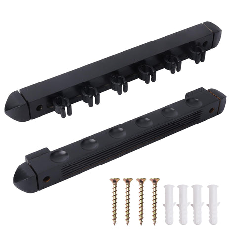 6/8/12 Pool Cue Wall Mounted Rack. Billiard Cue Sticks Wall Rack (Several Colors Available) (6 Cue - Black)