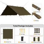 Free Soldier Camping Tarp Waterproof Portable Multifunctional Outdoor Traveling Awning Backpacking Shelter Rain Tarp (Olive-Gree