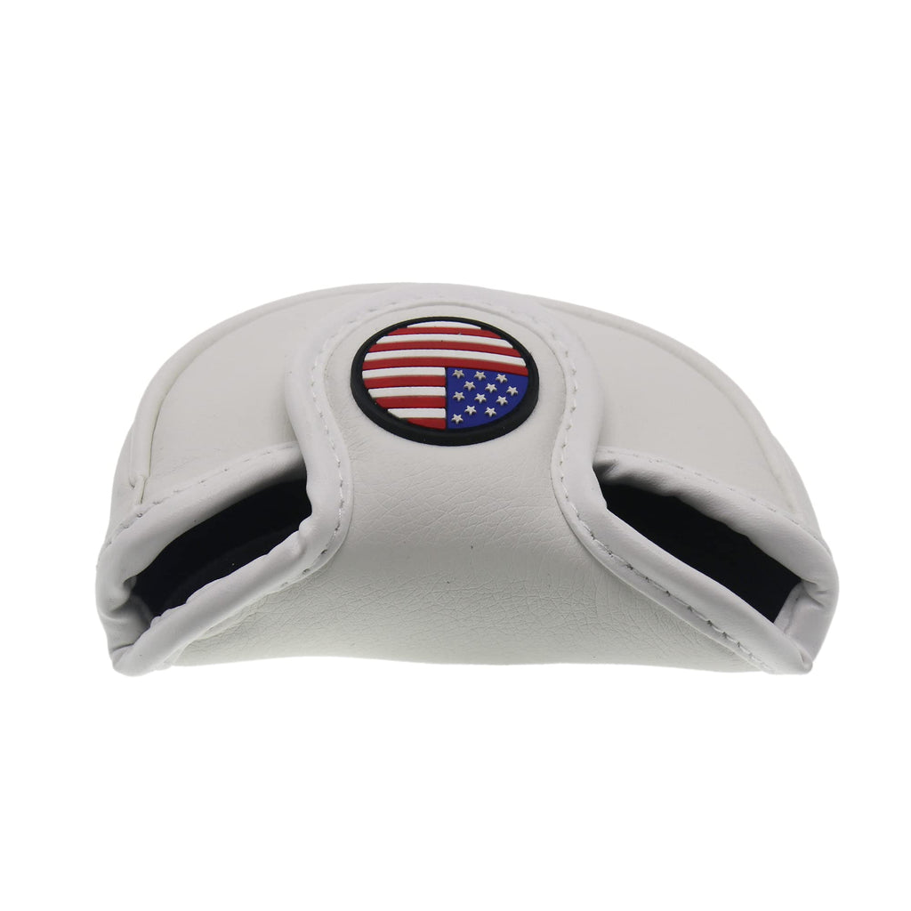 Histar Pebble Beach Magnetic Closure Golf Small Mallet Shaped Putter Cover For Scotty Cameron (White)