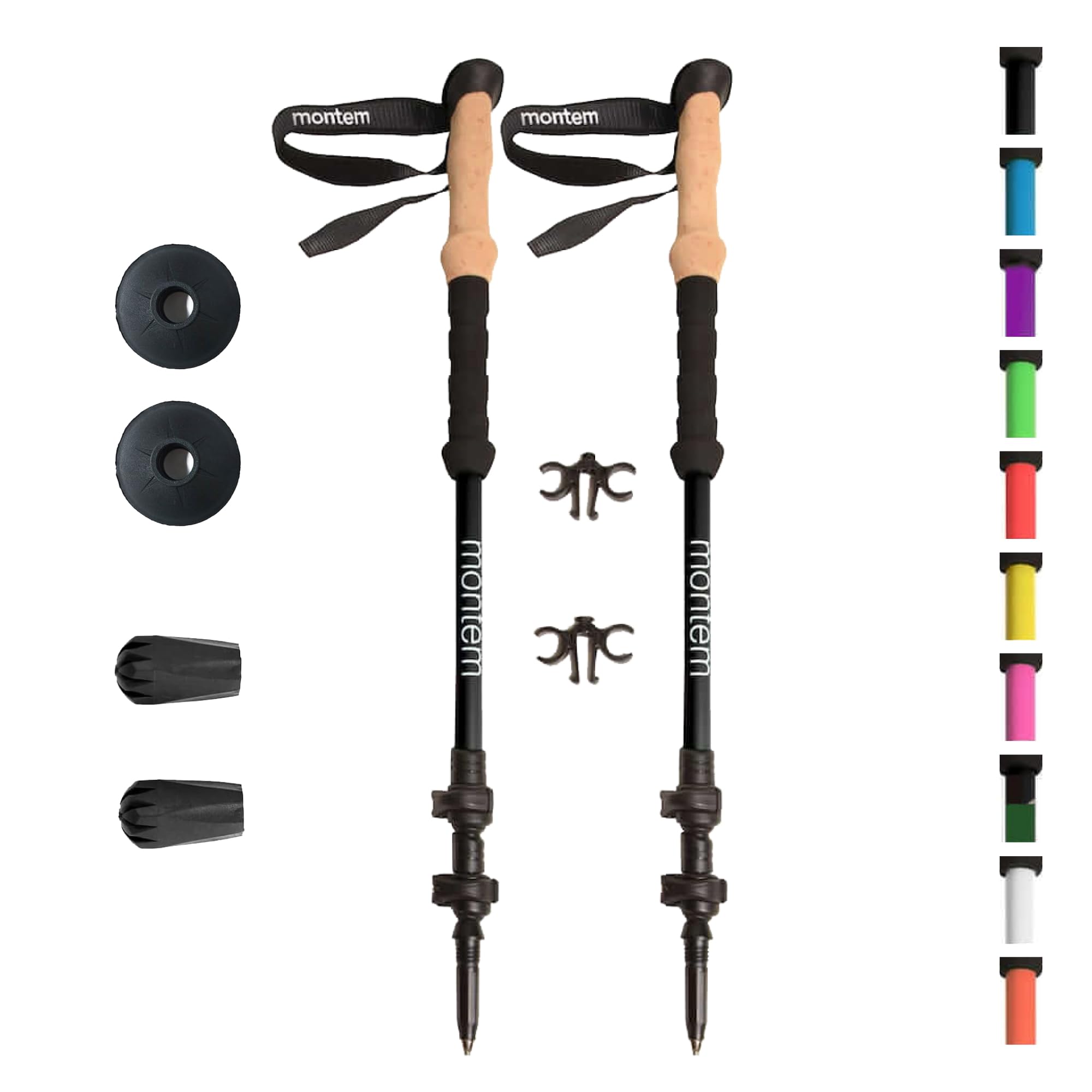 Montem Ultra Strong Trekking, Walking, and Hiking Poles - One Pair (2 Poles) - Collapsible, Lightweight, Quick Locking, Weather-