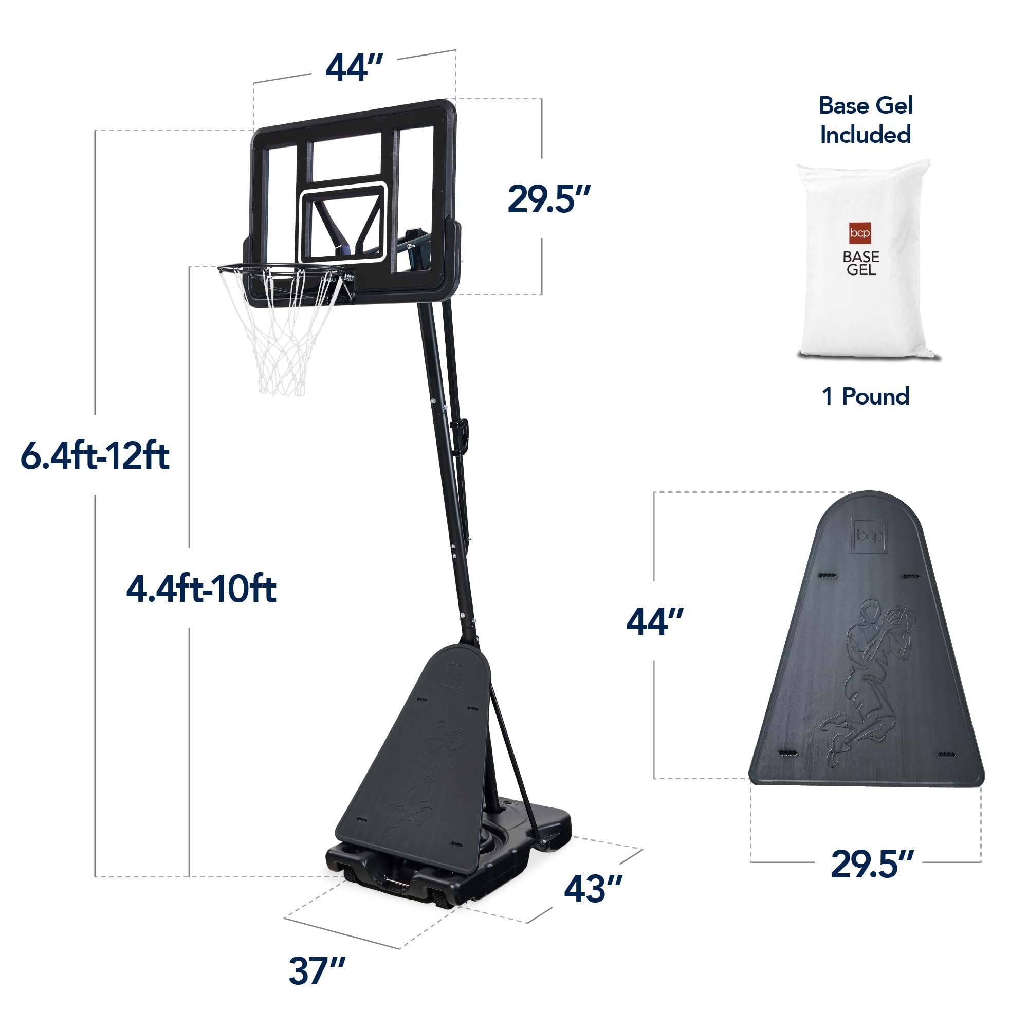 Best Choice Products 4.4-10Ft Adjustable Regulation Basketball Hoop, Portable Goal W/Shatterproof Backboard, Ball Return, Base G