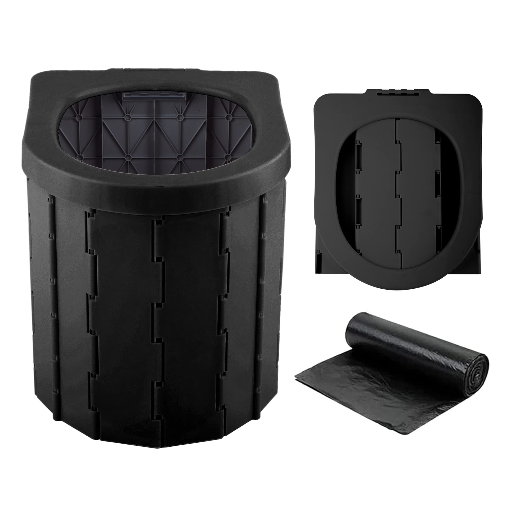 Sfsumart Portable Toilet For Camping, Foldable Camping Toilet For Adults, Emergency Potty, 12Pc Toilet Bags For Outdoor, Car Tra