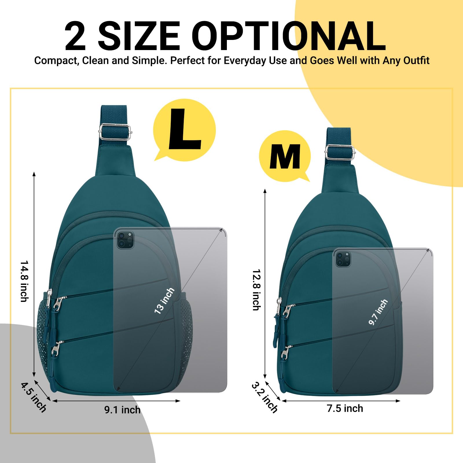 Tuwubi Crossbody Bags for Women, Sling Bag for Men, Small Hiking Backpack Anti Theft Lightweight for Outdoors Travel (L, Teal Bl