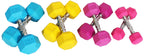 Fitvids Colored Rubber Encased Hex Dumbbell, Set Including 5, 10, 15, 20Lb Pairs
