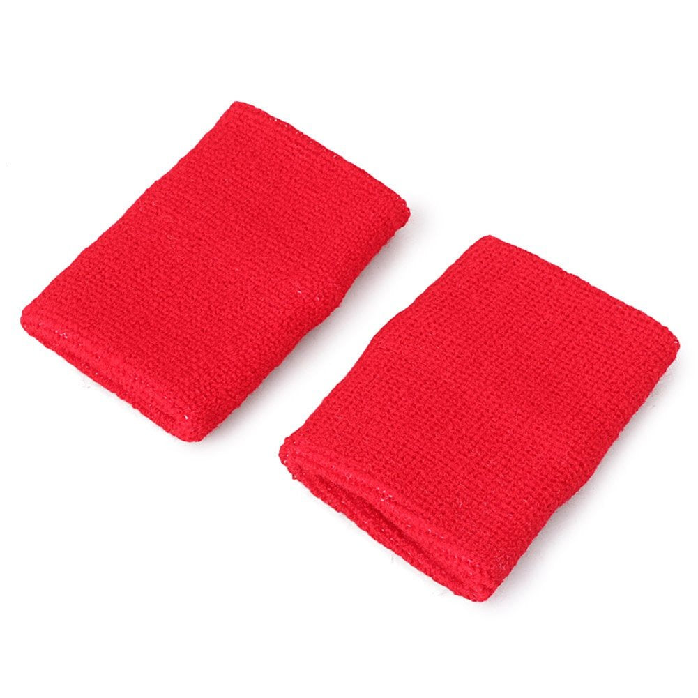 Mallofusa 10 Pack Colorful Sports Basketball Football Absorbent Wristband Party Outdoor Activity (Red)