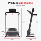 Sunny Health & Fitness Smart Foldable Exercise Running Walking Treadmill, Easy Assembly, LCD Performance Monitor, Device Holder,
