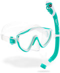 Cressi Tinetto & Iguana Dry Mask & Snorkel Kits, Aqua Green/White