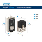 Schlage Be375 Cam 622 Touch Camelot Deadbolt, Electronic Keyless Entry Lock, Matte Black