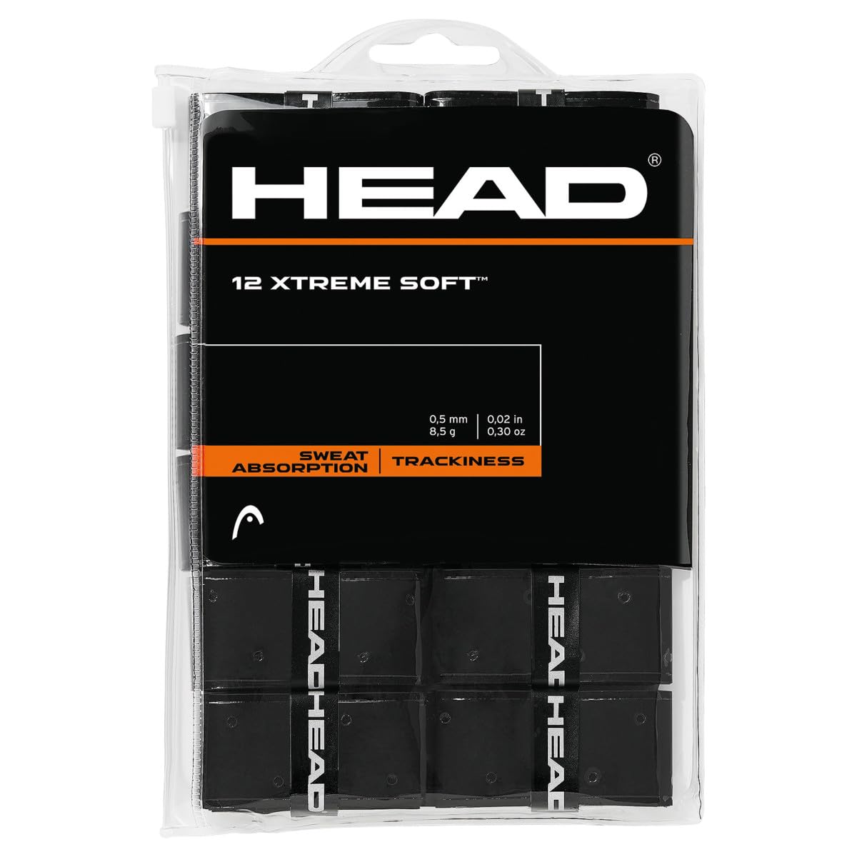Head Xtreme Soft Overgrip, Black, 12-Pack