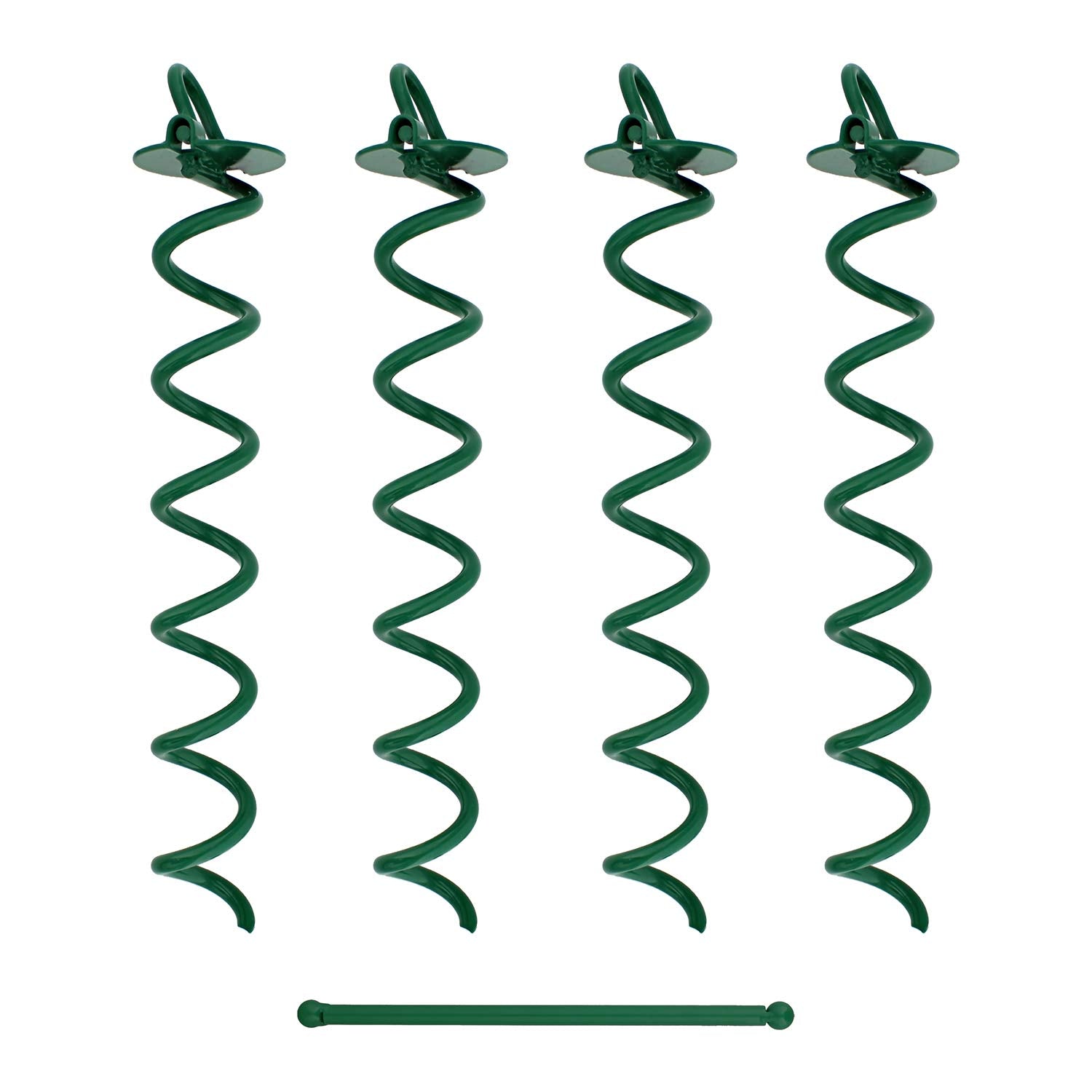 7Penn Ground Anchors Screw In 4 Pack - 16 Inch Green Spiral Dog Leash Ground Anchor Tie Down - Heavy Duty Rv Canopy Stakes For H