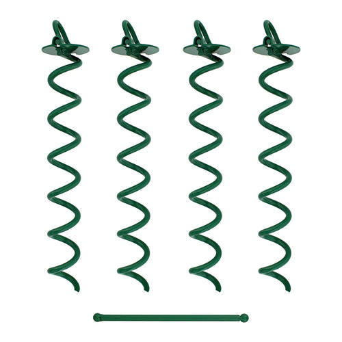 7Penn Ground Anchors Screw In 4 Pack - 16 Inch Green Spiral Dog Leash Ground Anchor Tie Down - Heavy Duty Rv Canopy Stakes For H