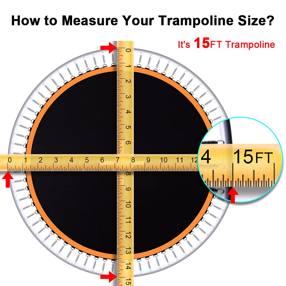 Jumptastic Trampoline Mat Replacement, Trampoline Mat(Mat Dia:161In) Fits 15 Ft Frame, With 96 V-Rings Fits 6.5 Inch, Reinforce,
