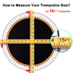 Jumptastic Trampoline Mat Replacement, Trampoline Mat(Mat Dia:161In) Fits 15 Ft Frame, With 96 V-Rings Fits 6.5 Inch, Reinforce,