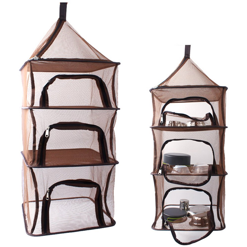 Desy & Feeci Camping Dry Net-4 Layer Outdoor Hanging Foldable Drying Rack, Camping Organizer Mesh Dryer Storage For Home Picnic