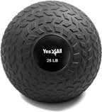 Yes4All 25 Lbs Slam Ball For Strength, Power Workout - Fitness Exercise Ball With Grip Tread & Durable Rubber Shell (25 Lbs, Bla