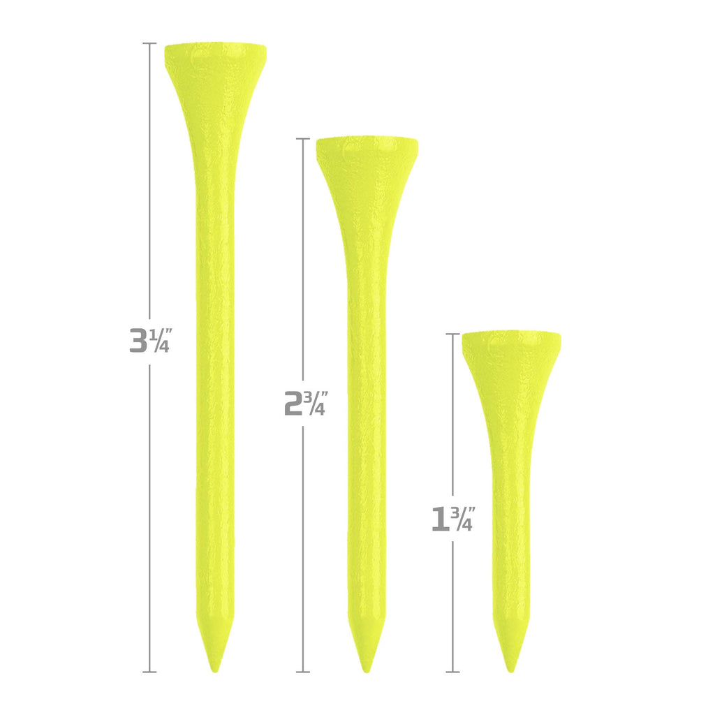 Izzo Golf Wood Golf Tees, 1.75 Inch, Neon Yellow (Pack Of 200)