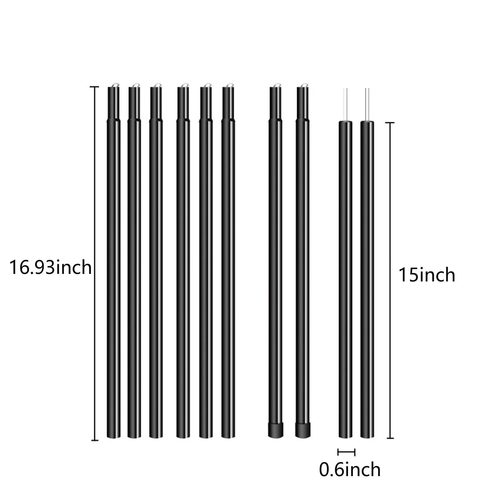 Adjustable Tent Poles - Portable Steel Rods For Camping Tarps And Canopies, 2 Sets Of Black Lightweight Poles For Shelter And Sh