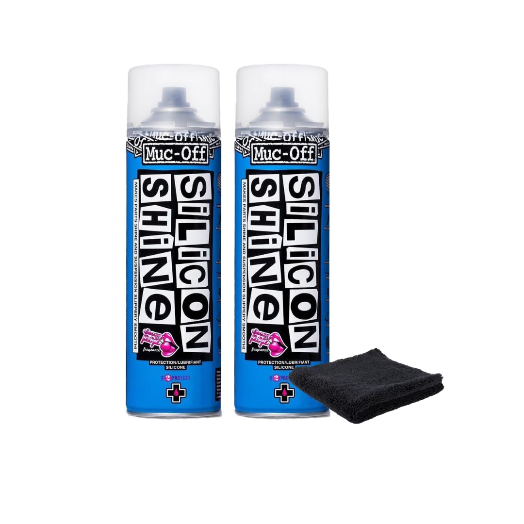 Muc-Off Silicon Shine 500ml, 2-Pack | Quick-Dry & Dirt-Repellent | Enhances Metal, Plastic & Rubber | Suitable for Bicycles, Mot
