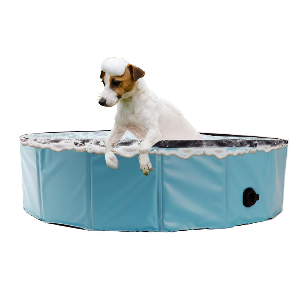C Crystal Lemon Blue Foldable Pvc Swimming Pool - Versatile Dog Pool, Kiddie Pool, Kids Pool, Baby Pool, And Toddler Pool - 31.5