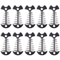 Alnicov 10Pcs Deck Plank Board Tent Stakes,Fishbone Deck Anchor Pegs With Spring Buckle For Outdoor Camping Hiking,Black