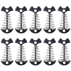 Alnicov 10Pcs Deck Plank Board Tent Stakes,Fishbone Deck Anchor Pegs With Spring Buckle For Outdoor Camping Hiking,Black
