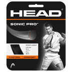 Head Sonic Pro Tennis Racket String 40' Set - 16 Gauge Monofilament Racquet String, Black