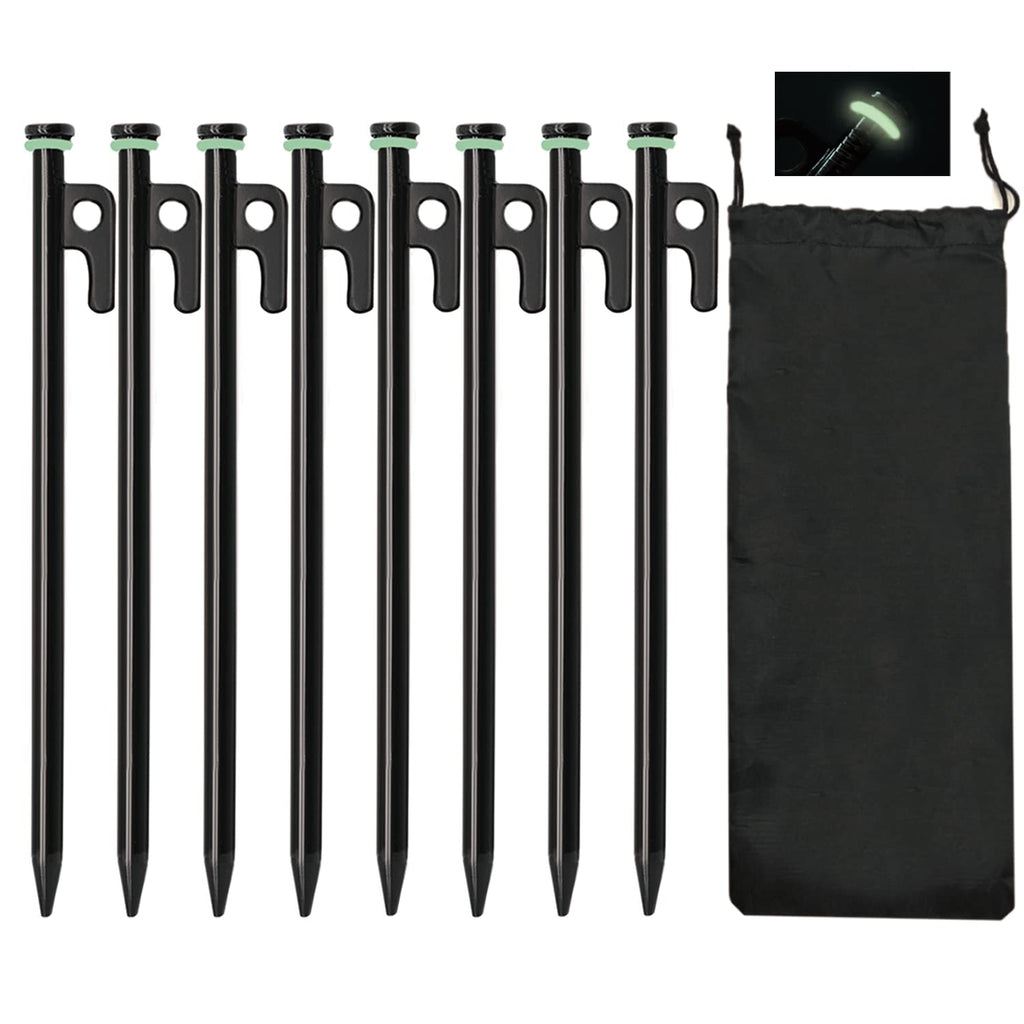 Tent Stakes, 8Pcs 10In Heavy Duty Forged Steel Tent Stakes +Storage Pouch, Metal Tent Stakes, Metal Stakes For Tent Used On Rock