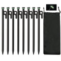 Tent Stakes, 8Pcs 10In Heavy Duty Forged Steel Tent Stakes +Storage Pouch, Metal Tent Stakes, Metal Stakes For Tent Used On Rock