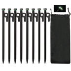 Tent Stakes, 8Pcs 10In Heavy Duty Forged Steel Tent Stakes +Storage Pouch, Metal Tent Stakes, Metal Stakes For Tent Used On Rock