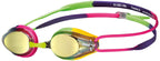 Arena Tracks Jr Youth Swim Goggles, Violet/Fuchsia/Green, Mirror Lens