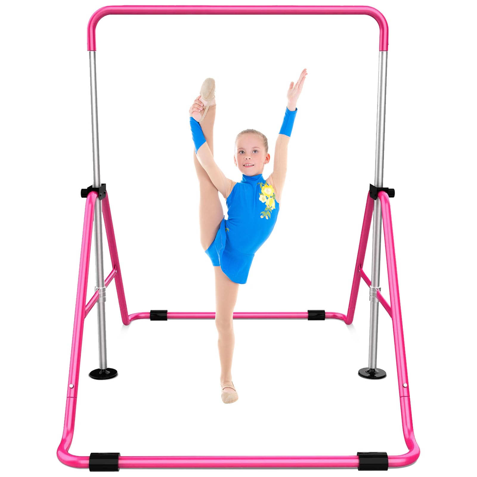 Sportsroyals Gymnastics Bar For Kids, Adjustable Height Gymnastics Equipment For Girls, Folding Gymnastic Junior Training Kip Ba