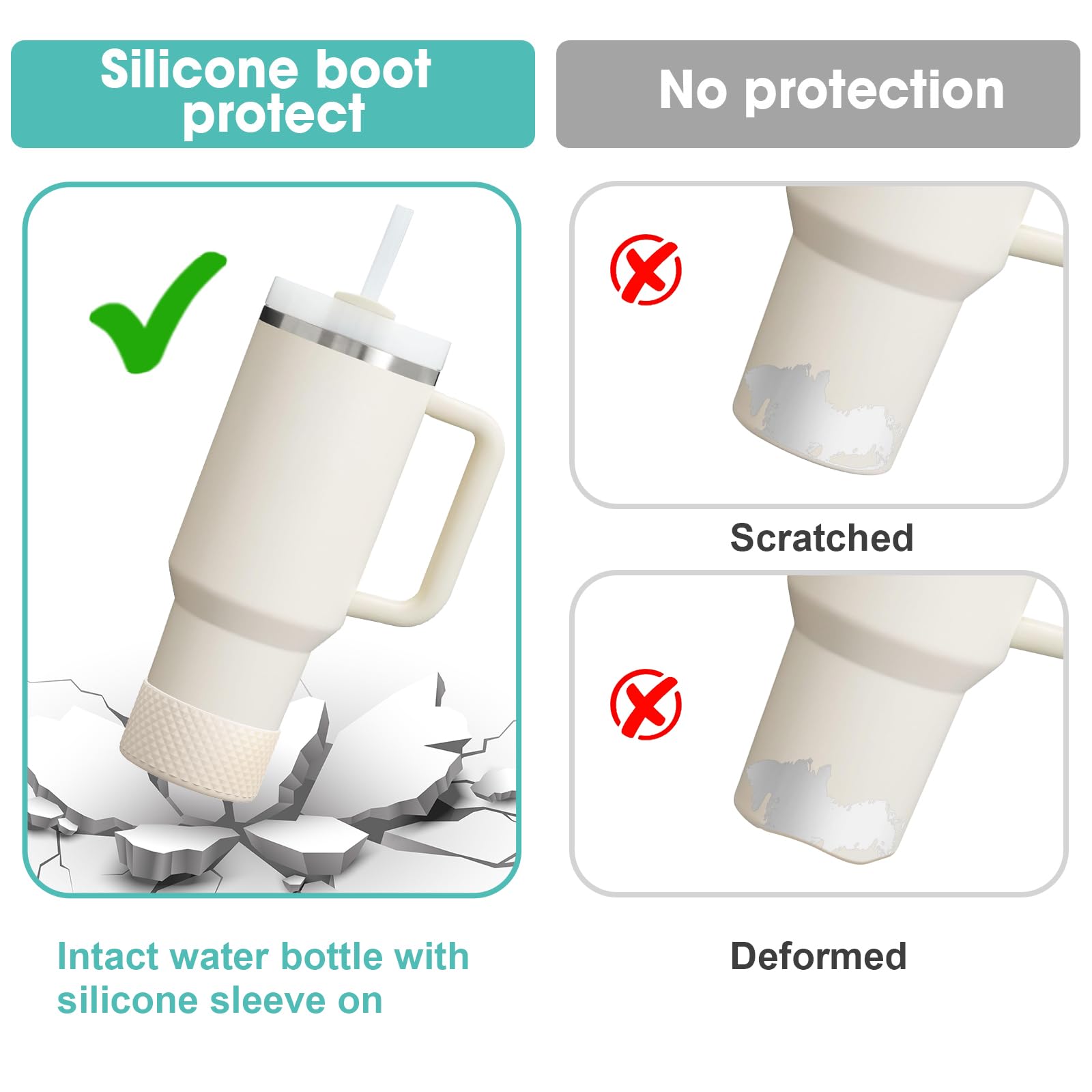 Airboat Upgrade 2PCS Protective Silicone Boot Bumper for Stanley Quencher Adventure 40oz 30oz 20oz Tumbler, Water Bottle Bottom