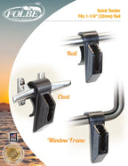 Folbe F045 - Quick Tender - Boat Fender Hanger Adjuster Clip (Sold In Pairs) - Fits 1 1/4'' (32 Mm) Rails - Black