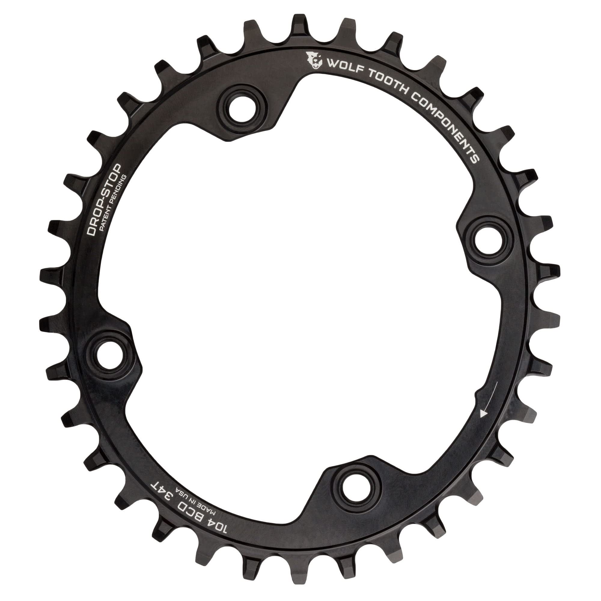 Wolf Tooth Elliptical Mountain Bike 104 Bcd Drop-Stop Oval Chainring (32 Tooth, Powertrac, Mtb)