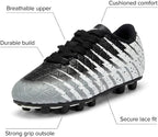 Vizari Bolt Youth Firm Ground Soccer Shoes - White/Black/Silver