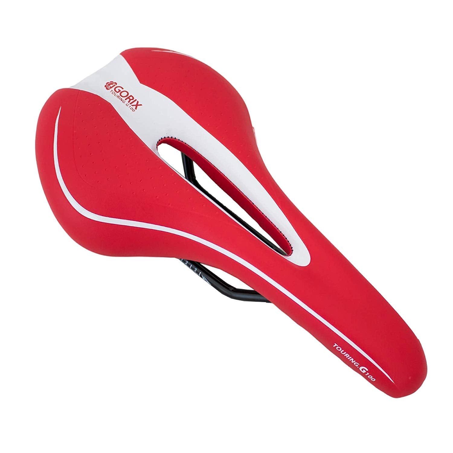 Gorix Bike Saddle Seat Comfortable Cushion With Rail Mountain Road Bicycle For Men And Women (Gx-C19) (Red   White)