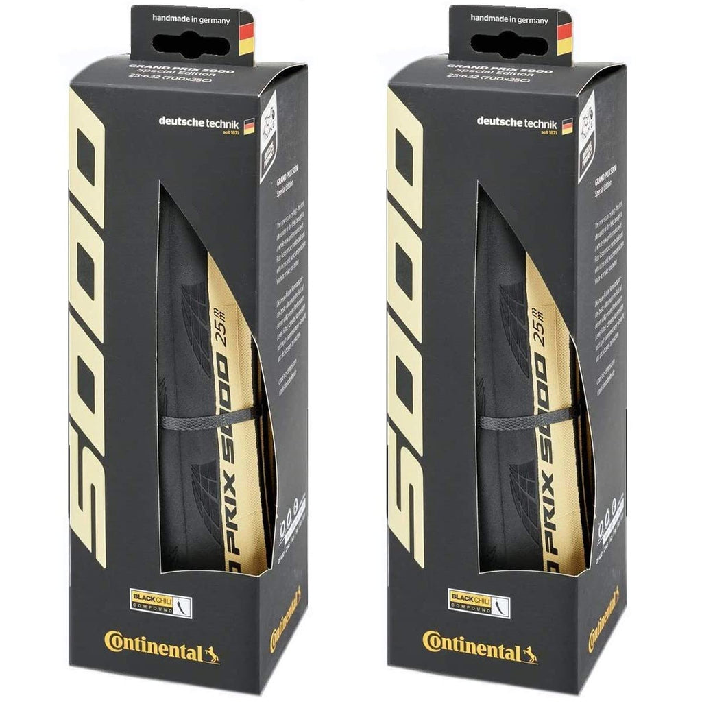 Continental Pair Grand Prix 5000 Folding Tires 700X25C Black Cream Road Race
