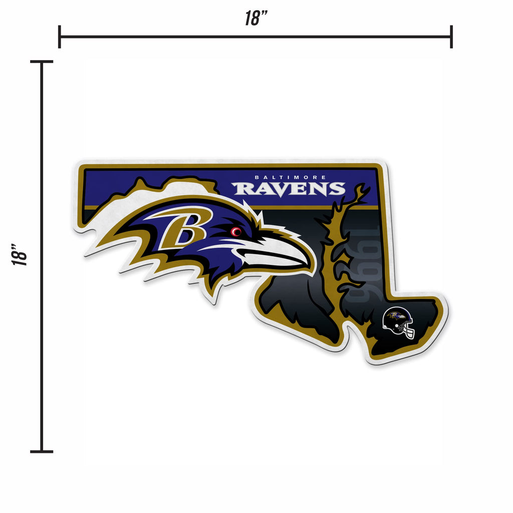 Rico Industries Nfl Baltimore Ravens State Shape Shape Cut Pennant - Home And Living Room D  Cor - Soft Felt Ez To Hang 18X0.10X
