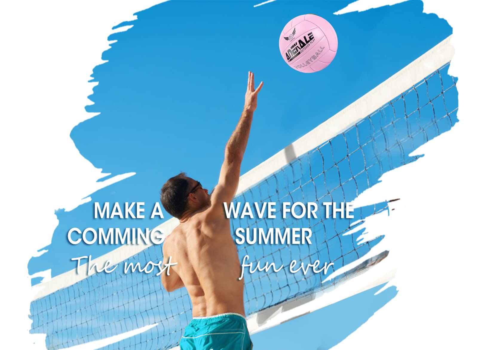 Adekale Pink Volleyball Beach Volleyball Soft Indoor And Outdoor Play Official Size 5 Volleyball Beach Backyard Sports Training