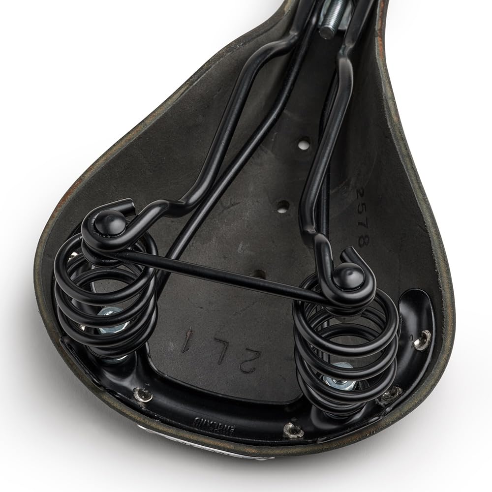 Brooks England Flyer, Touring Leather Handmade Bike Saddle With Suspension Springs, Black, One Size