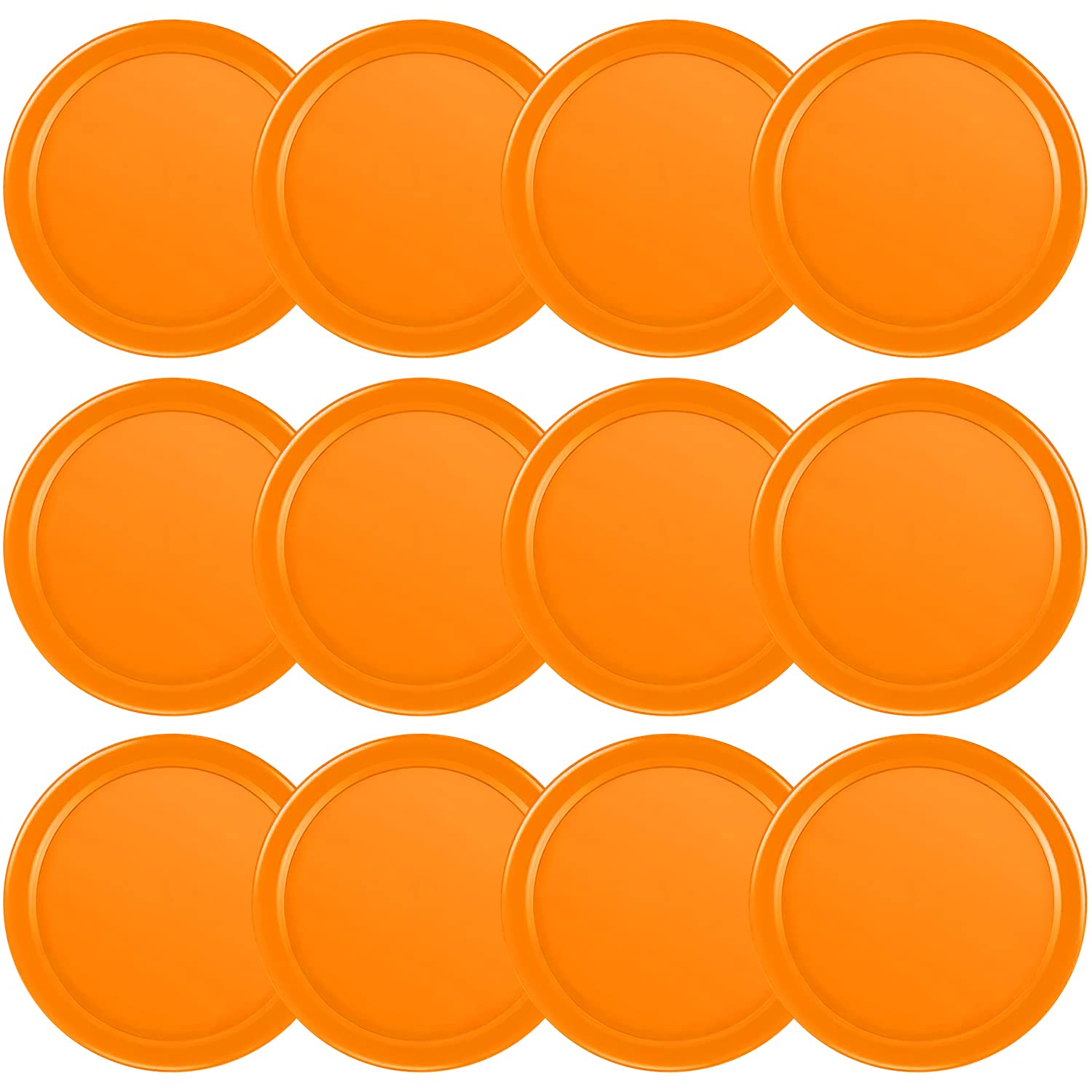 Coopay 12 Pieces Home Air Hockey Pucks 2.5 Inches Heavy Replacement Pucks for Game Tables Equipment Accessories, 12 Grams (Orang