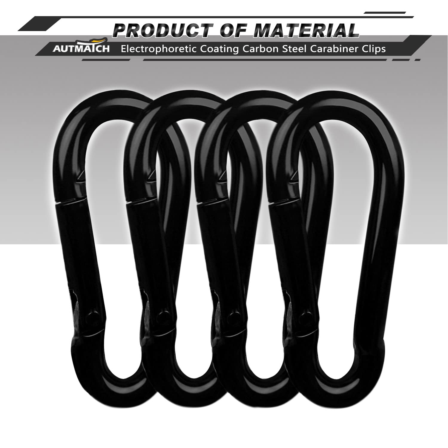 Autmatch Carabiner Clips, 3'' Stainless Steel Spring Snap Hook Caribeener Clips Buckle Pack Grade Heavy Duty Carabiners Quick Li